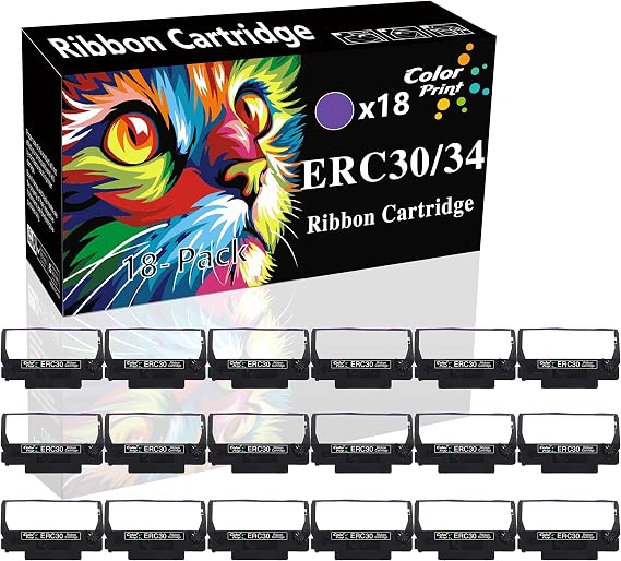 Aktor (18-Pack, Purple, POS Ribbon) Compatible ERC-30 ERC 30 34 38 Ribbon for use in Epson M119 M119B M119D M133A M270 M17-JB M52-JB TM-U325 TM-U370 TM-U375 TM-200 TM-260 Printer, Sold by ColorPrint
