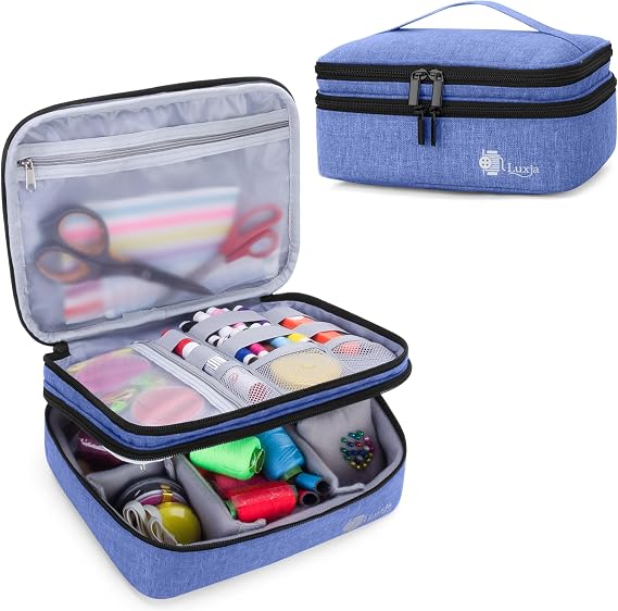 Luxja Double-Layer Medium Sewing Organizer, Dark Blue