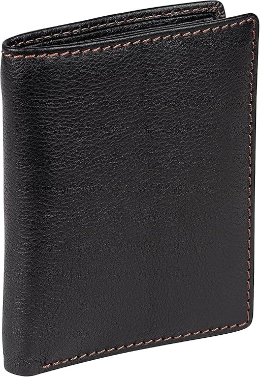 Theodore Men's Black Leather Wallet – Vertical 2 Fold Card Holder with 10 Card Slots & Cash Compartment - Modern RFID Technology for Added Security
