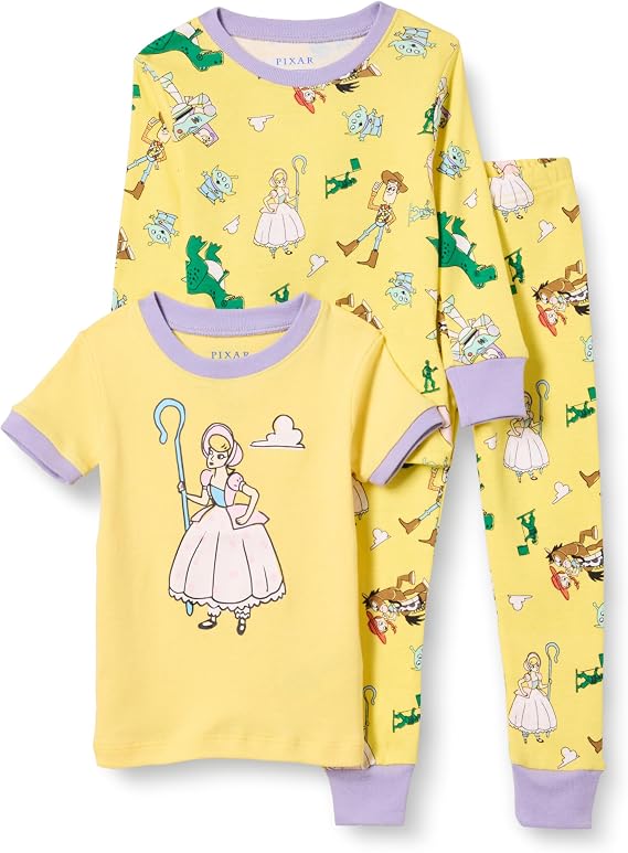 Amazon Essentials Disney | Marvel | Star Wars | Princess Girls and Toddlers' Snug-Fit Cotton Pajamas Set, Pack of 3