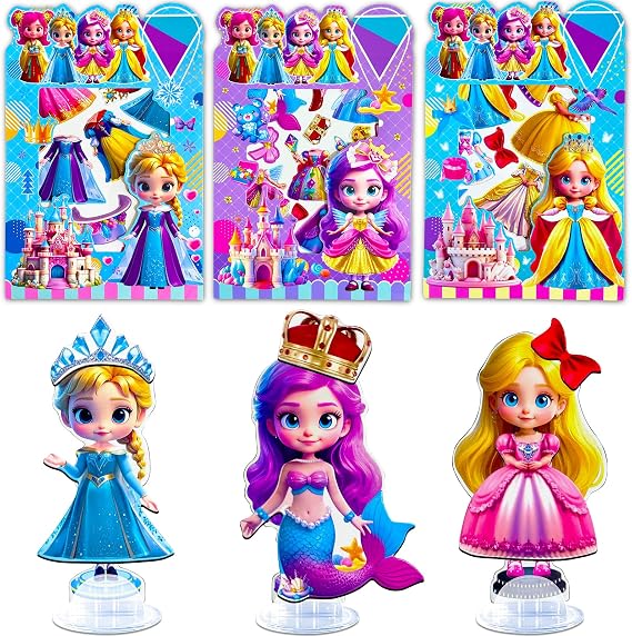 ZHOC Magnetic Dress Up Dolls for Girls, Princess Cute Sweetheart Mermaid Magnet Dolls Dress Up Kits, [3 Pack]Travel Game Car Road Trip Airplane Activity Toys Birthday Gifts for Toddler Girls Ages 3-8
