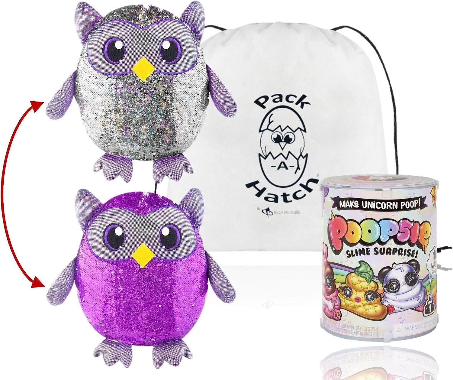 Poopsie Oliver Owl Shimmeez Sequin Plush and Unicorn Slime with Exclusive Pack A Hatch