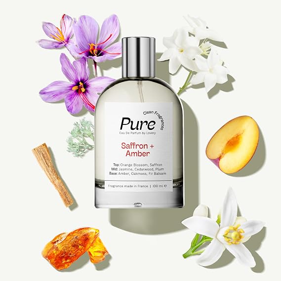 LOVERY Pure Saffron Amber Perfume for Women Inspired by B.accarat Ro.uge 540, Long Lasting Perfumes for Women & Men, Clean Fragrance EDP Spray, 100ml Perfumes for Women, Mom Birthday Gifts, France