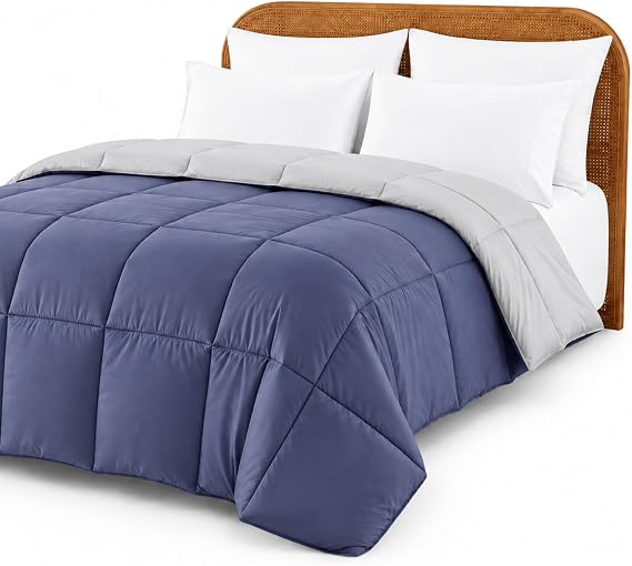 Modern Threads Down Alternative Microfiber Quilted Reversible Comforter & Duvet Insert - Soft, Comfortable Alternative to Goose Down - Bedding for All Seasons Infinity Blue/Silver Twin