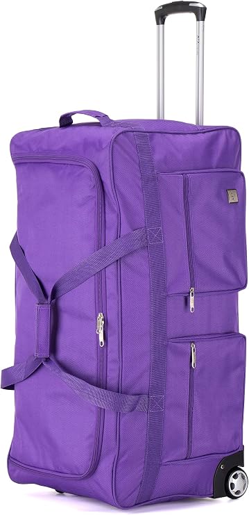 ATX Luggage 32" Large Wheeled Duffle Bag Lightweight Rolling Wheels Suitcase Extra Durable Holdall for Sports Travel and Cargo | Purple