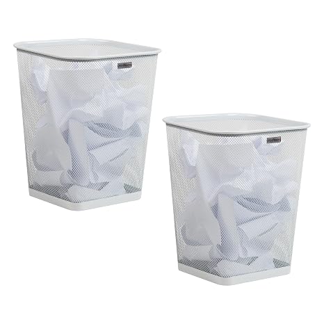 Mind Reader Mesh Trash Can, White, 5 Gallon, Set of 2