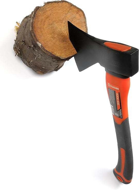 Camping Hatchet Axe With Powder Coated Forged Hardened Carbon Steel Head And Ergonomic Rubber Fiberglass Graphite Enforced Sportsman Handle
