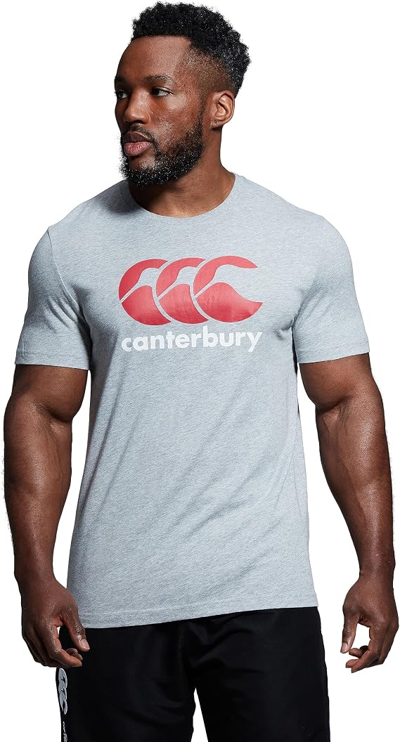 Canterbury 2018 CCC Classic Logo Training Cotton T-Shirt Mens Sports Tee Classic Marl/Red/White XL
