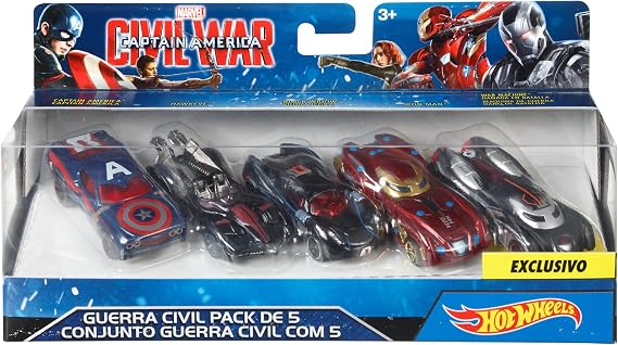Hot Wheels Marvel Captain America Civil War Character Car (5 Pack)
