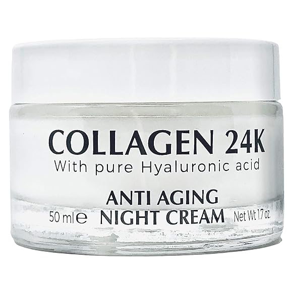Delfanti-Milano COLLAGEN 24K Anti-Aging Night Cream Face and Neck Moisturizer with pure Hyaluronic Acid Made in Italy