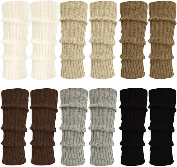 6 Pairs Leg Warmers Costume Accessories for Women, Women's Heavy Soft Extra Long Leg Warmers