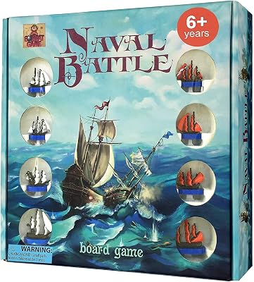 Naval Battle - New Battleship Board Game for Kids 6 and up - Exciting 2 Player Family Friendly Battle Ship Board Games - Tactic, Strategy, Problem Solving, Action for Boys and Girls
