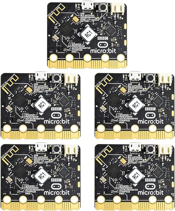 Waveshare Micro/bit V2 Development Board with Python Programming Expansion Kit, New Features Include Speaker and Microphone, Enhance Creativity with Sound and Touch for Classroom Projects-5pcs