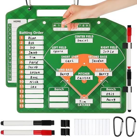 Magnetic Baseball Lineup Board,Baseball Lineup Magnets Baseball Lineup Cards Baseball Lineup Board for Dugout Baseball Accessories 80 Sheets Lineup Cards Baseball Coaching Accessories(Green)