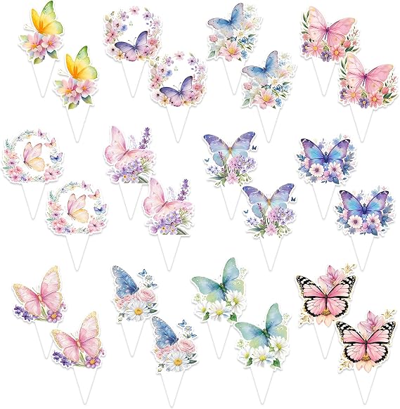 48 Pcs Butterfly Cupcake Toppers Butterfly Cake Decorations