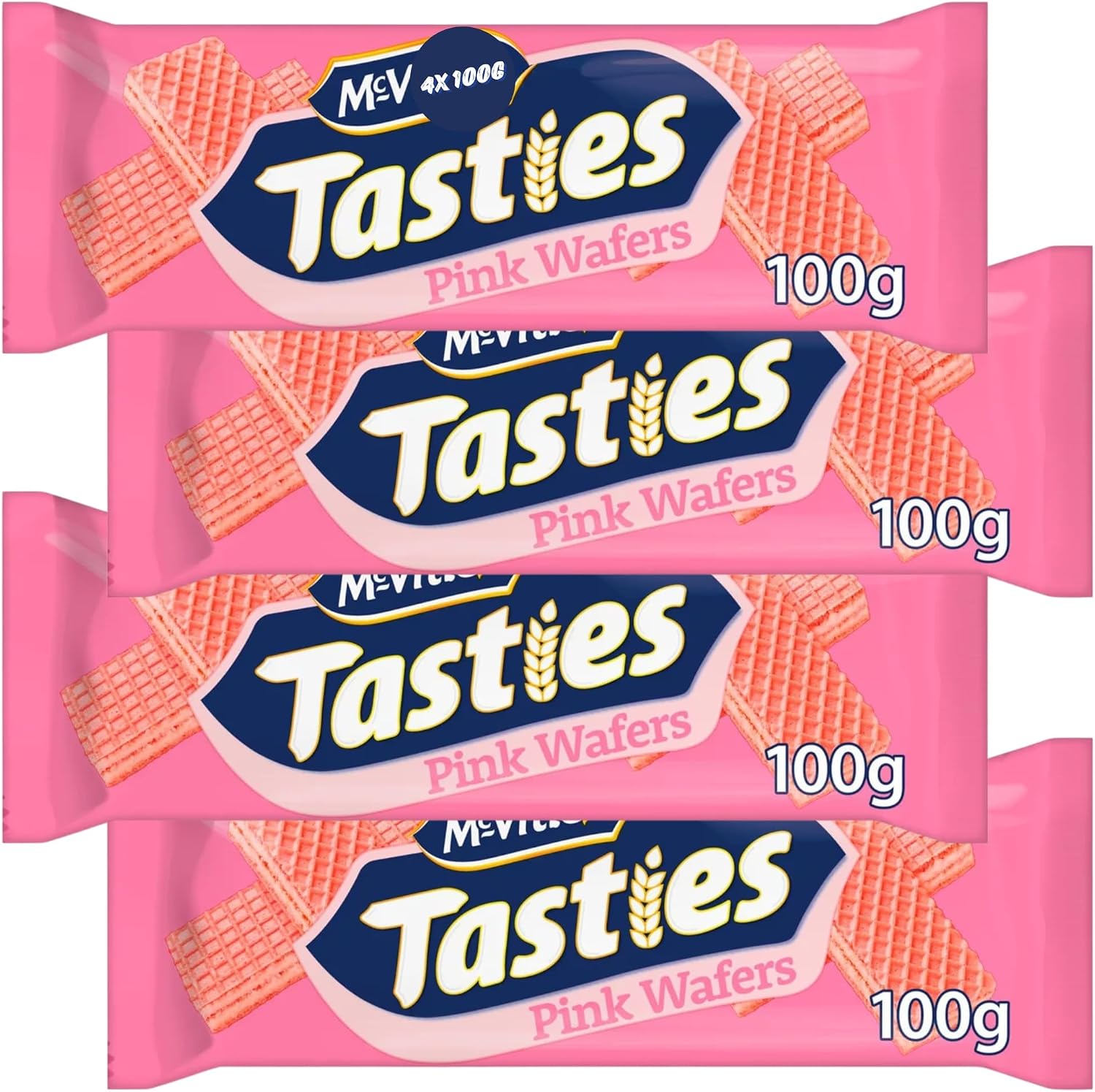 Pink Wafers Biscuit Bundle Containing Tasties Pink Wafers 100g 4 Pack