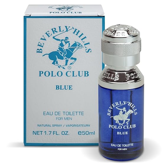 Beverly Hills Polo Club Blue for Men Eau de Toilette - Fresh Aquatic Scent, Long-Lasting Fragrance, 1.7 Fl Oz