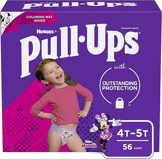 Pull-Ups Learning Designs Training Pants for Girls, 4T-5T (38-50 lbs.), 56 Count, Toddler Potty Training Underwear, Packaging May Vary