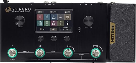 Hotone Ampero MP-100 Guitar Bass Amp Modeling IR Cabinets Simulation Multi Language Multi-Effects with Expression Pedal Stereo OTG USB Audio Interface