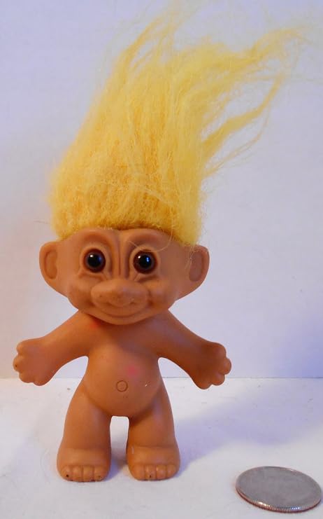 Russ Anime Troll Doll, Yellow Hair, Brown Eyes, 3 inches