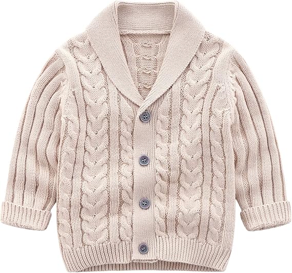 Feidoog Infant Boys V-Neck Sweater Cardigan Crochet Knitted Sweatshirt | Button up Knitted Pattern,Pullover Sweatshirt,Cotton and elastic polyester,for 3-24M Baby Boys