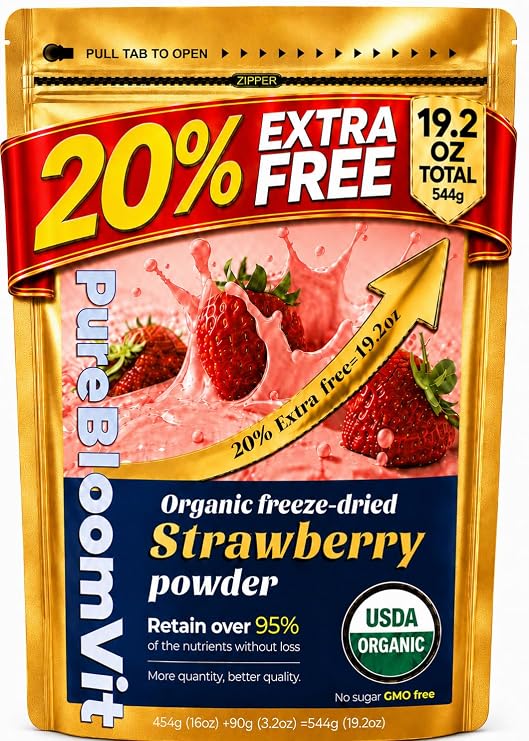 WildSap Emeralds 1.2 lb Organic Strawberry Powder - Baking & Drink Mix