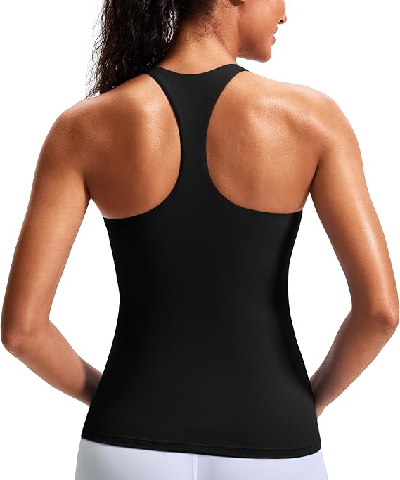 Workout Tank Top with Built in Bra for Women - Racerback Butter Soft Athletic Tops Yoga Tank Tops with Removable Pads