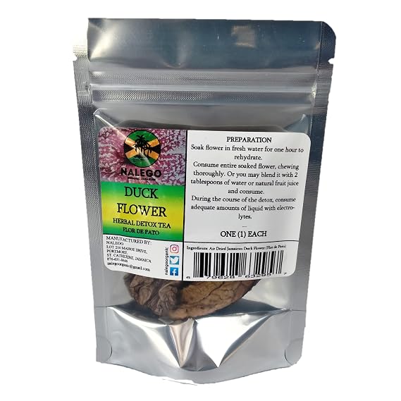 Nalego Duck Flowers Detox Tea | 1 Duck Flower | Wildcrafted Jamaican Alkaline Herbal Tea (Flor de Pato, Palo Guaco)