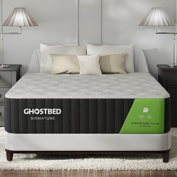 GhostBed Signature 12 Inch Queen Mattress Cooling Memory Foam Mattress Medium Comfort, Pressure Relief, CertiPUR-US Certified, Made in USA