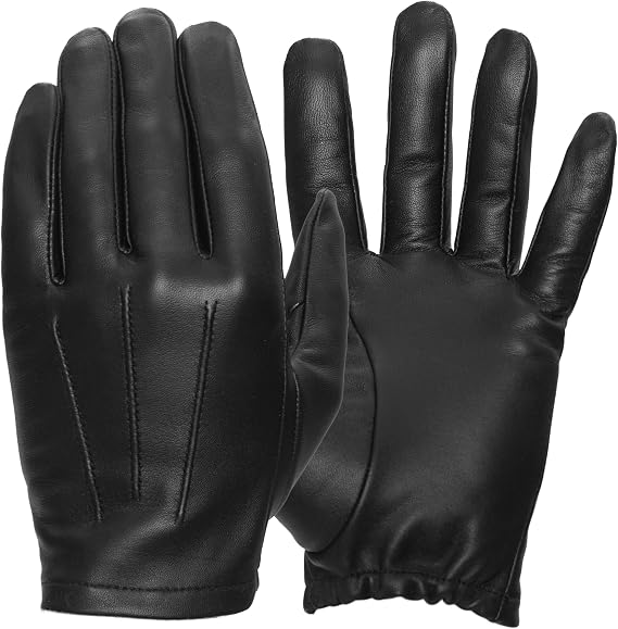 Tough Gloves Patrol Touchscreen Ultra-Thin Black Leather Driving Gloves