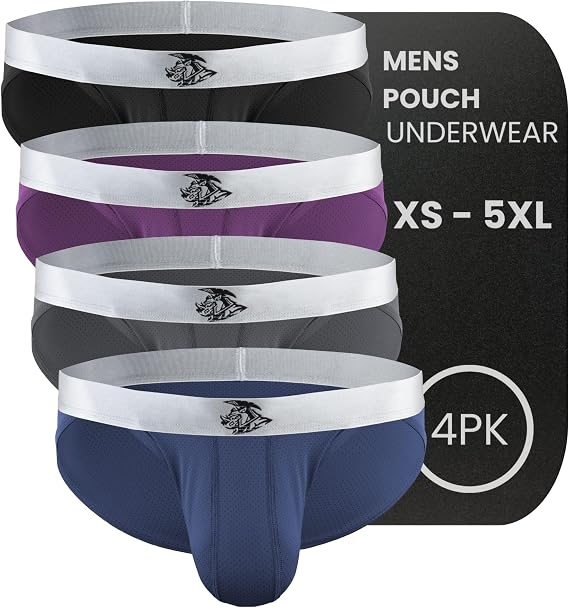 Real Men Ares-Accent Low Rise Bikini Briefs 1-3-6-Pack with ABCD Pouch XS-5XL