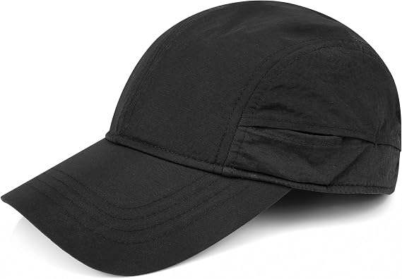 Plus Size Baseball Cap 22.5''-23.2'' Oversize Adjustable Soft Crown Running Hat, Quick Dry Breathable Sun Protection Black Caps for Men Women, Large Sports Headwear
