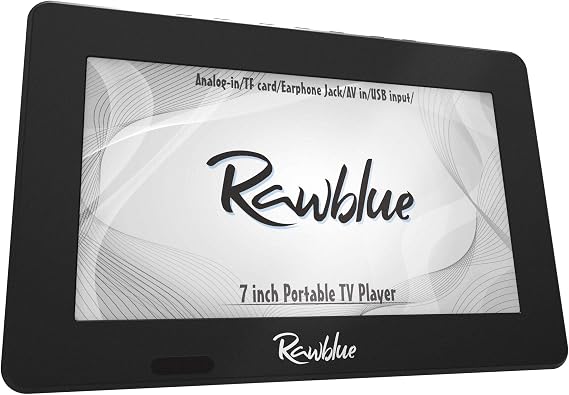 Rawblue 7 Inch Portable Digital TV ATSC TFT Screen Freeview LED TV.Built-in Battery Television/Monitor with Multimedia Player Support USB Card for Car,Caravan,Camping,Outdoor or Kitchen