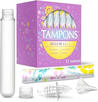 GoPong Tampon Flasks 12 Pack (18 oz Total) - Hidden Alcohol Travel Flasks for Women - Secret Liquor Containers for Nightclubs, Festivals, Cruises, and Sports Events Includes Funnel & Spout