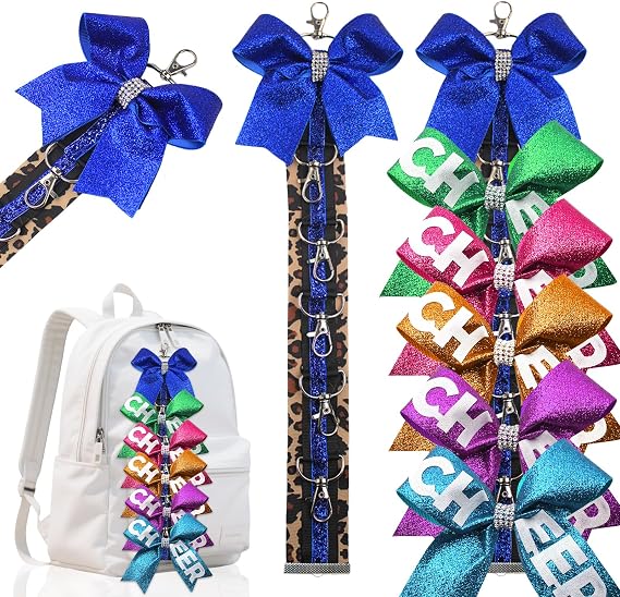 Cheer Bow Keychain Holder for Backpack Cheer Bow Organizer Strap Cheer Gifts Bow Cheerleading Team Sports Gift