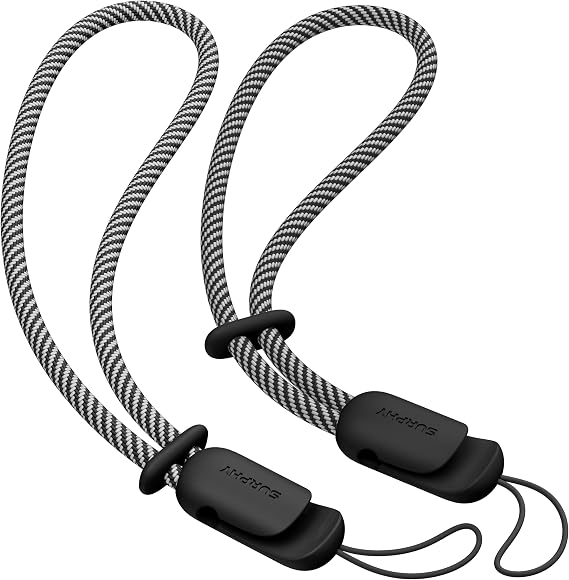 SURPHY 2 Pack Phone Lanyard, Phone Wrist Strap for Case, Camera Wrist Strap | Ultra-Light 2-Color Braided Phone Strap, Cellphone Charm Strap, Anti-Lost Wrist Lanyard for Women and Men, Black Black
