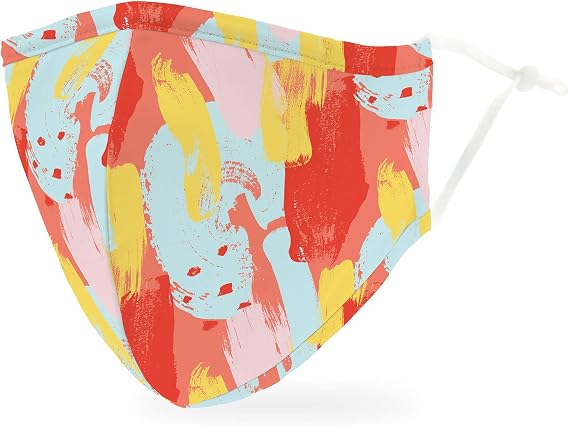 WEDDINGSTAR 3-Ply Adult Washable Cloth Face Mask Reusable and Adjustable with Filter Pocket - Abstract Brushstroke