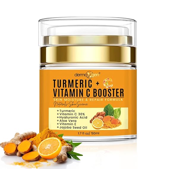 Turmeric Face Cream with 30% Vitamin C Glow Booster, Anti-Aging & Skin Repair Moisturizer for Dark Spots, Hydration & Radiance Vitamin C Cream for All Skin Types (1.7 fl oz)