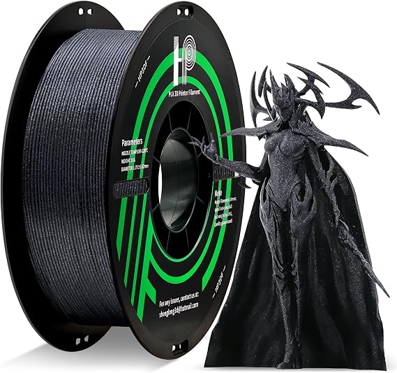 HP3DF 3D Printer Filament Galaxy Black 1KG,Shiny PLA Filament 1.75mm, Dimensional Accuracy+/-0.02mm, 1KG Spool (2.2 lbs), Fit Most FDM Printer(Galaxy Black)