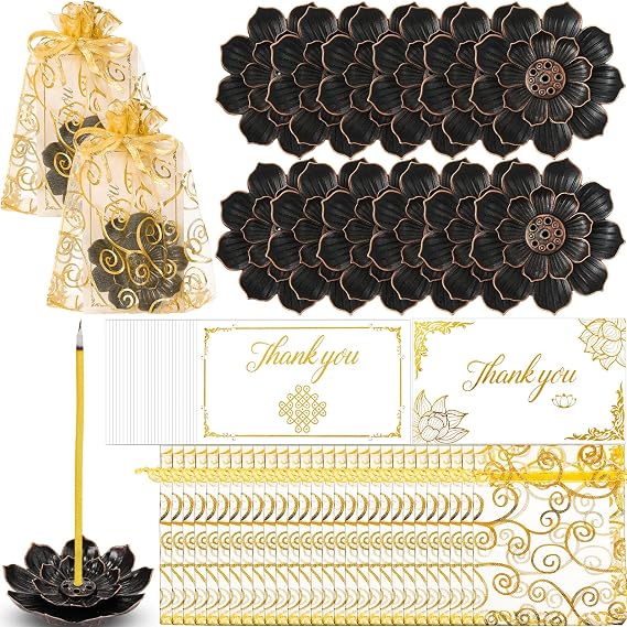 Amyhill 36 Pack Indian Return Gift Pooja Bulk Lotus Incense Holder, Bronze