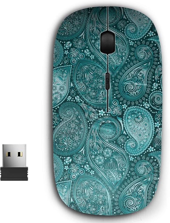 2.4G Ergonomic Portable USB Wireless Mouse for PC, Laptop, Computer, Notebook with Nano Receiver (Paisley Vintage Floral Motif Ethnic)