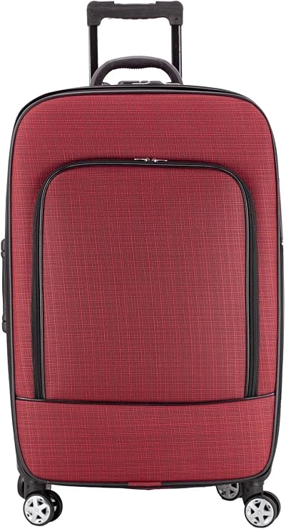 Öntan Ekonomik Kumaş Valiz, 4 Tekerlekli, Önü Cepli, Dayanıklı (Bordo, Orta (70x22x42))
