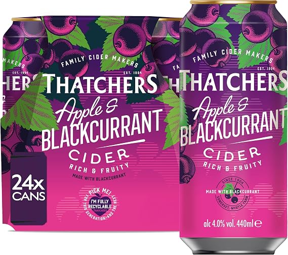 Thatchers Apple & Blackcurrant Fruit Cider, 24 x 440ml Cans