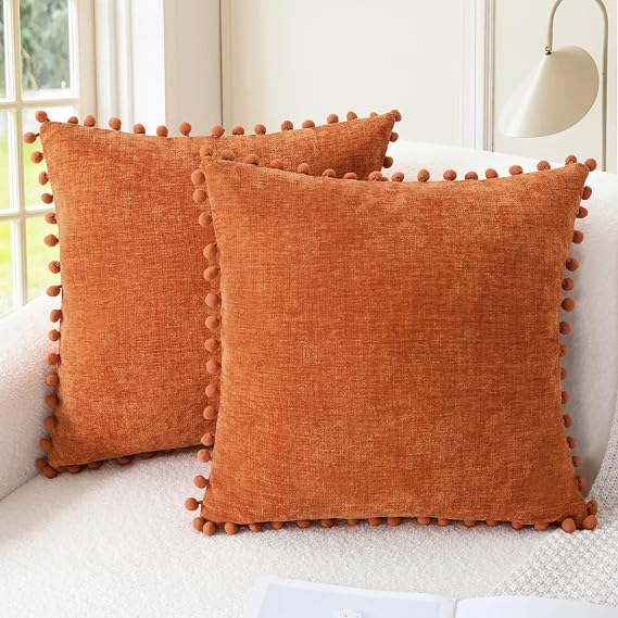 CaliTime Fall Decorative Throw Pillow Covers 12 X 12 Inches Burnt Orange