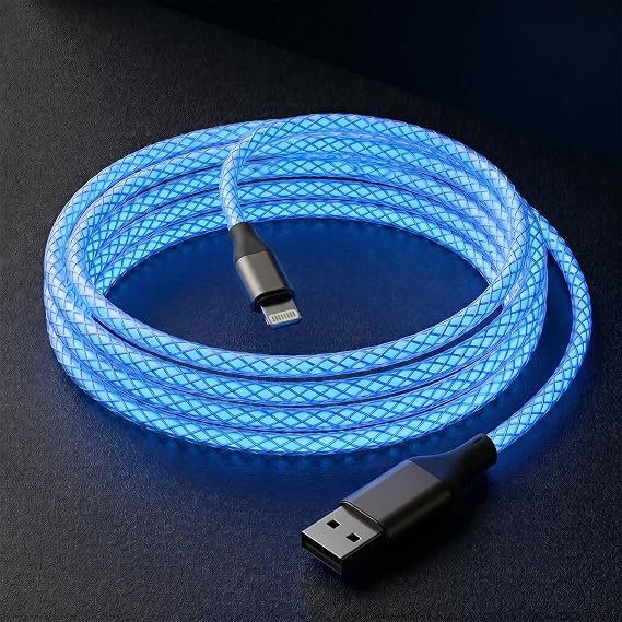 Light-Up iPhone Charger Cord, 3ft - LED iPhone Charging Cable [Apple MFi Certified] - Compatible with iPhone 14/13/12/11/XR/XS/X/8, iPad, AirPods, iPod, and More(Dark Blue)