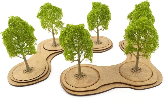 War World Gaming MDF Tree Bases Medium Pack of 2 - Tabletop Wargame Diorama Terrain Scenery Landscape Wargaming Model Modelling Battlefield Objective Miniature