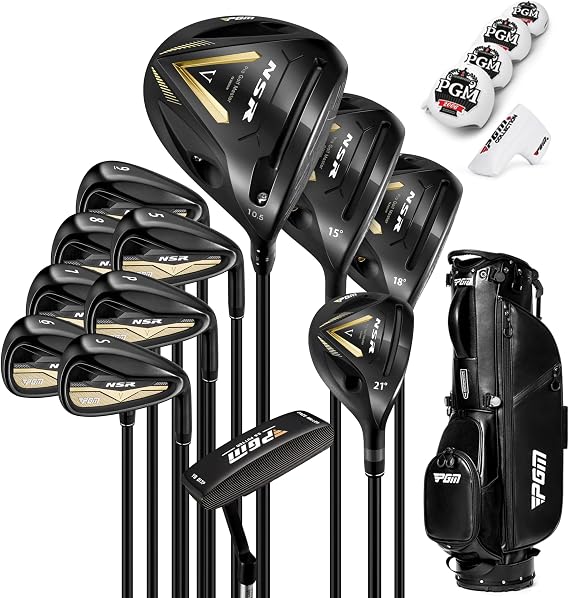 PGM 18Pcs Men's Complete Golf Club Set with Adjustable Loft Titanium Driver