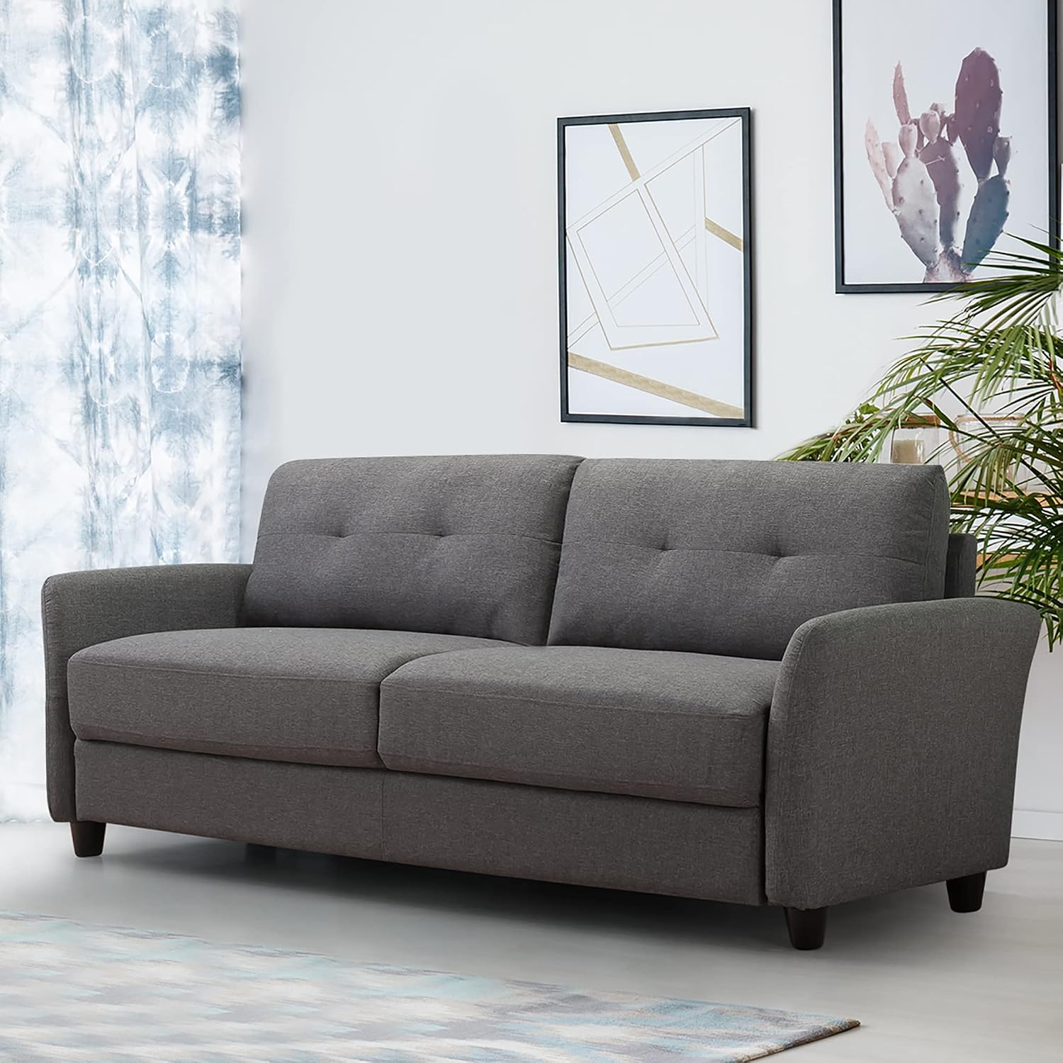 Zinus Ricardo Sofa CouchTufted CushionsEasy, Tool-Free Assembly, Dark Grey