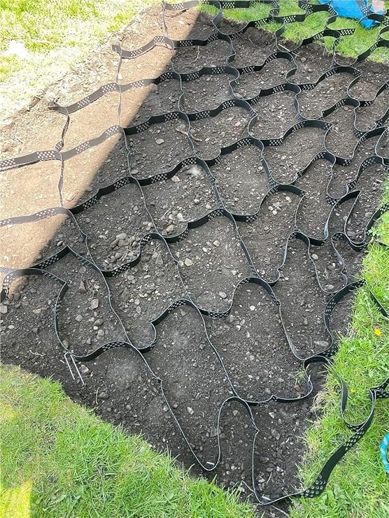 WDJBPSH Black Ground Grid for Garden/Driveway/Parking, Heavy - Duty Subgrade Reinforcemen/Slope Protection Geogrid, Honeycomb Expandable Support Mesh(2x8m)