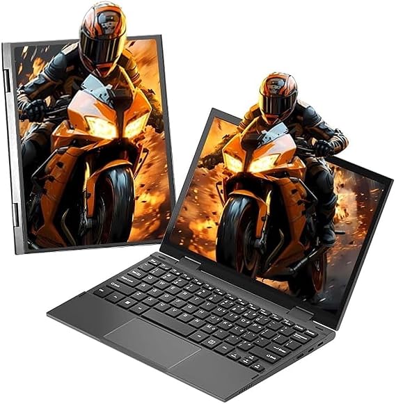 2-in-1 Mini Laptop: 10.95" 2K FHD IPS Touchscreen, in tel N95 CPU,16GB DDR5 RAM 512G SSD, Metal Body, Win 11 Pro/Office 2019, Full-Function Type-C, Fingerprint Sensor, Backlit Keyboard